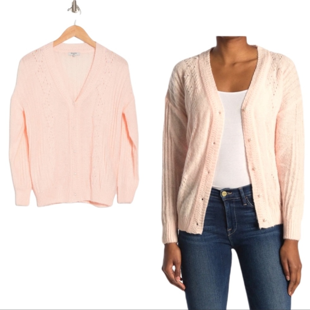 FRNCH Laeila V-neck Pointelle Cardigan size M